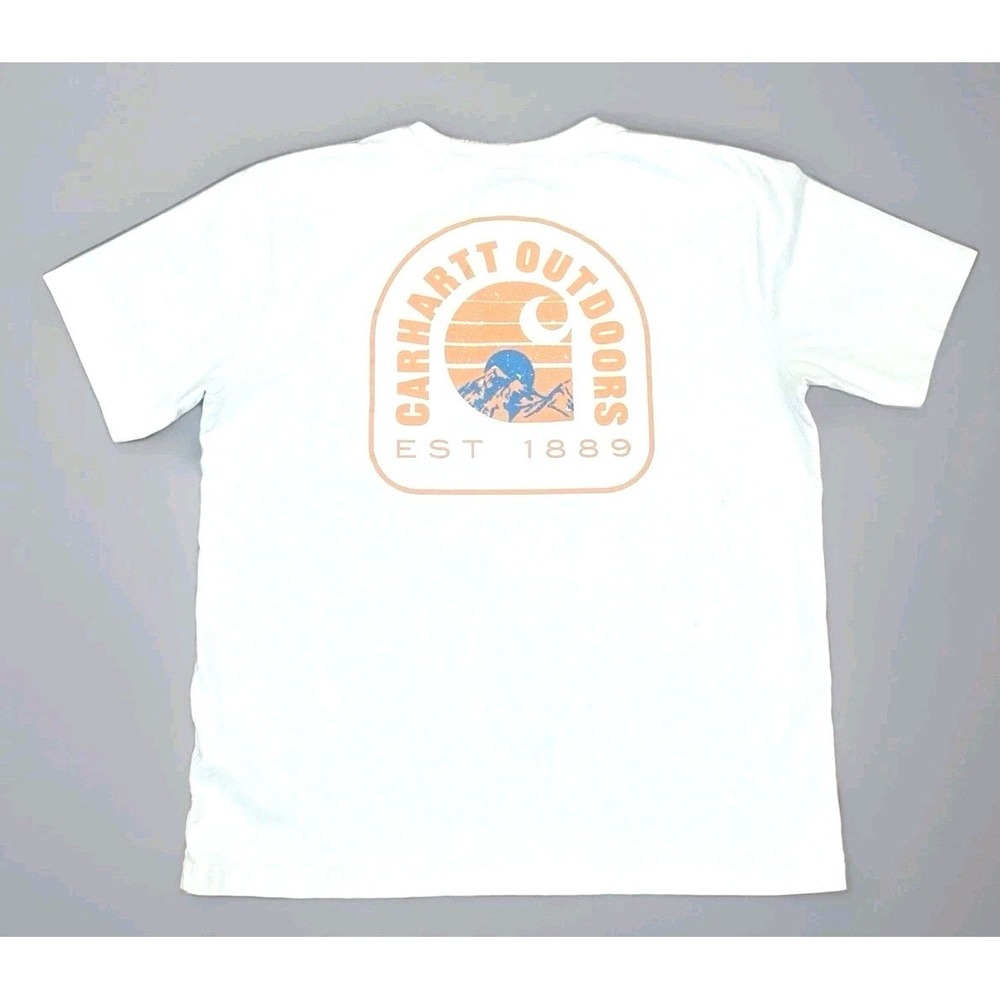 Carhartt Outdoors Graphic T Shirt Mens Large Relaxed Fit Pocket Tee White